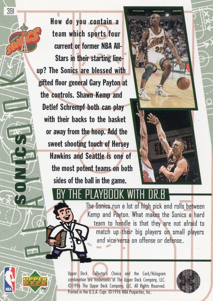 1977年メソニック フォートウェインテディベア シュープリームカウンシル 1996-97 Collector's Choice Seattle Super Sonics Playbook #391 | eBay