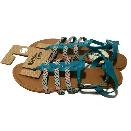 Western Chief Women's Lightweight Printed Sandal, Jill, 11 M US Teal (Blue) NEW - Picture 3 of 12