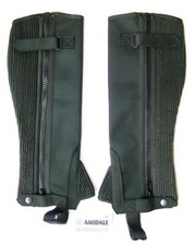 HALF CHAPS HORSE RIDING EQUESTRIAN BLACK AMARA MACHINE WASHABLE- S, M, L and XL