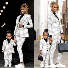 Stripe Women's Suits Notch Lapel Formal Business Casual 2 Pcs Single Breasted