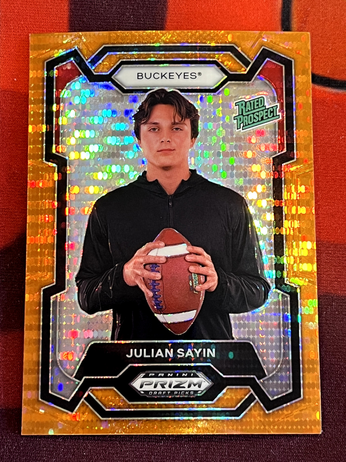 2024 Panini Prizm Draft Picks Julian Sayin Orange Pulsar Rated Prospect /49