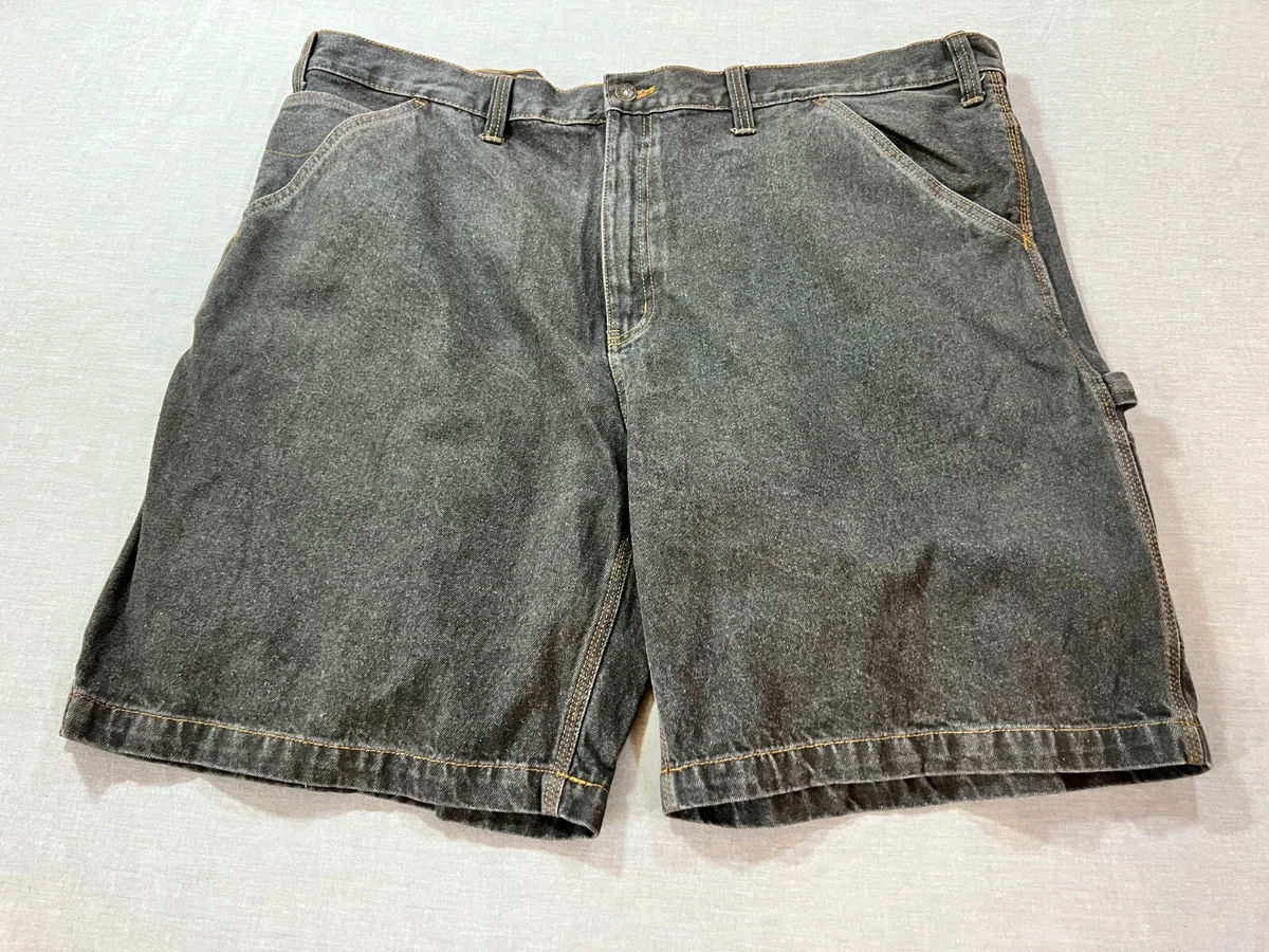 Faded Glory Carpenter Shorts Mens 48 Black Chino Pockets Belted