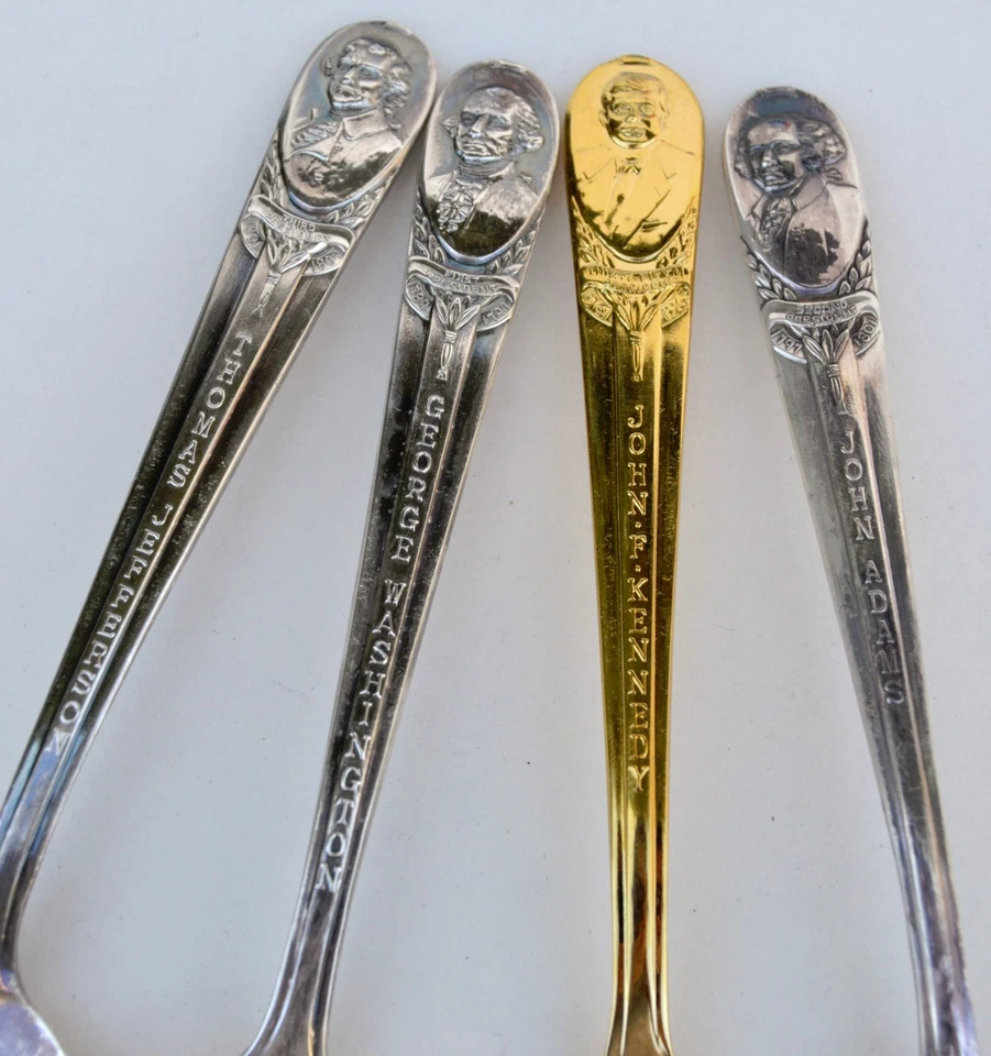 Collection Presidential Spoons JFK Adams Washington Jefferson Coca Cola 8 Total - Image 3 of 4