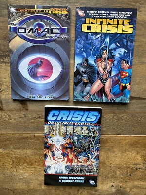 Lot (3) Infinite Crisis TPB; Crisis On Infinite Earths, Infinite Crisis, OMAC