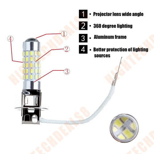 For 2PC H3 40W Led Xenon White 6000k Exterior Light Fog Light Bulb Replacement - Picture 2 of 4