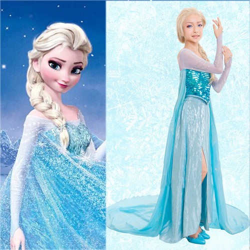 NEW Princess Frozen Costume Cosplay Adult Lady Tulle Elsa Fancy Dress S-XXXL - Picture 2 of 4