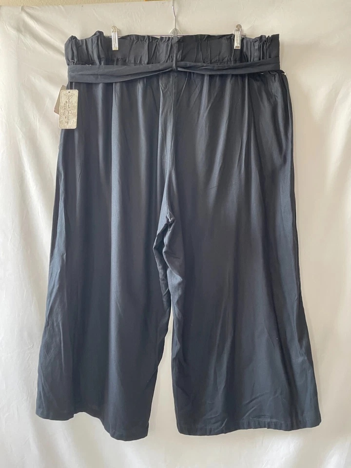 Pantalón corto French Laundry para mujer negro tiro alto pierna ancha talla 3X nuevo con etiquetas Foto 2 de 4