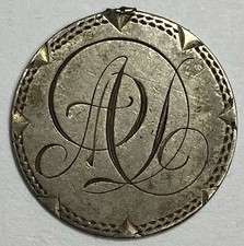 Engraved Coin / Token - Victoria Jubilee Head Threepence - AJ Monogram Reverse