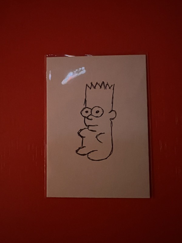 ACEO 2.5x3.5 Ball Point Pen Drawing Of The Simpsons “Gummy Bear Bart” 