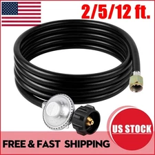 2/5/12 Ft. Propane Gas Grill Regulator and Hose, Propane Gas Pit Grill Hose 3/8"