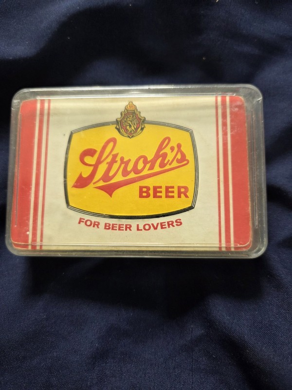Vintage Deck Stroh's Beer Playing Cards In Original Case