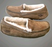 UGG Ansley Tan Suede Sheepskin Slippers Sz 10 Fits Like 9
