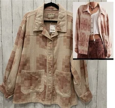 Free People We The Free Keep It Cozy Boho Shirt Sweater Oversized Medium Cotton