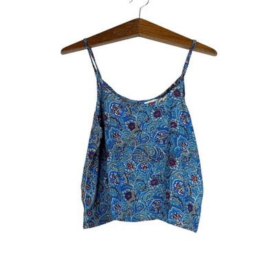 Karma Highway Blue Paisley Boho Tank Top Split Back Festival Y2K Size S Cami