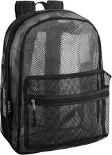 Transparent Mesh Backpacks for School Kids, Beach, Travel - See Black