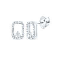 10K WeißGold Diamant Damen 7Mm Dreieck In Rechteck Ohrstecker 1/6 Ct