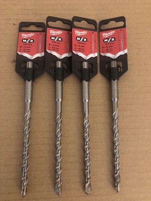 4 x Milwaukee 4932307071 8mm x 160mm M2 2-Schnitt SDS PLUS Bohrer Restposten Neu