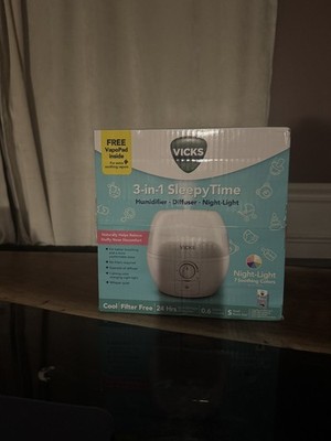 VICKS 3-in-1 Sleepy Time Humidifier Diffuser Night-Light 7 Soothing LED Colors
