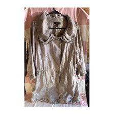 Victor Alfaro Sparkly Beige Button-Front Zippered Collared Mid-Length Jacket L