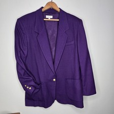 Talbots 100 Wool 1-Button Lined Blazer Size 14 Structured Old Money Vintage USA