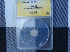 SL-1: GERMAN States, HAMBURG, silver Dreiling, 1846, ANACS AU55