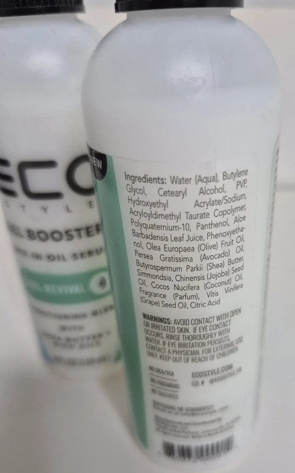 2 Bottles Eco Style curl revivial gel boosters mix in oil serum 4oz conditioning - Image 4 of 4