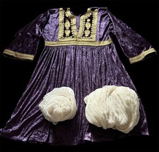 Handmade Velvet Afghan Traditional Dress Set   Dress, Pajama  Large Scarf