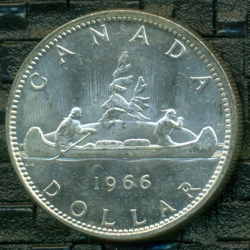 1966 Queen Elizabeth II Silver Dollar, Uncirculated, Original Lustre   R10