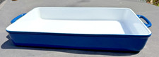 36cm Blue Cast Iron Rectangular Handle Oven Roasting Pan Lasagne Dish ** LOOK *