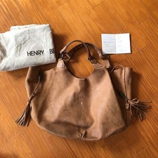 HENRY BEGUELIN borsa a tracolla borsa a mano pelle marrone nappa omino donna