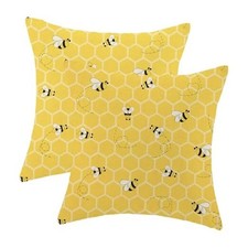 Summer Pillow Covers 18x18 Pack of 2 Yellow Bee 18" x 18" Pack of 2 Bee 1