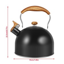 Black 2.5L Stainless Steel Whistling Kettle Gas Electric Induction Hobs Camping