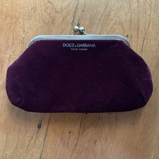 Dolce & Gabbana velvet kisslock clutch small burgundy maroon gold luxury formal