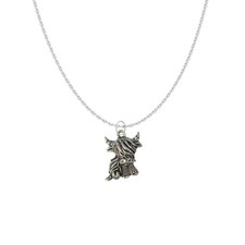TESH3 Ox Highland Cow Silver tone pendant on Silver Platinum Plated Necklace 18