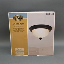 Hampton Bay Flush Mount Ceiling Light 11" Bronze Frosted Glass Dome FZP8012A