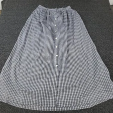 Eagle's Eye Collectibles Skirt Womens Black Gingham Button Front Elastic Waist