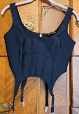 Corset Top Black Size Small With Garter Straps