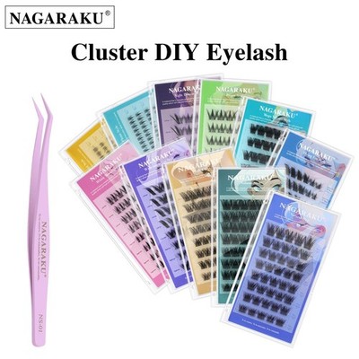 NAGARAKU Self-Adhesive Eyelash Extensions Glue Free Tweezers Clusters False Lash