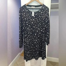 NWT Loft Animal Print Leopard Cheetah Shift Dress Womens Size L Long Sleeve Grey