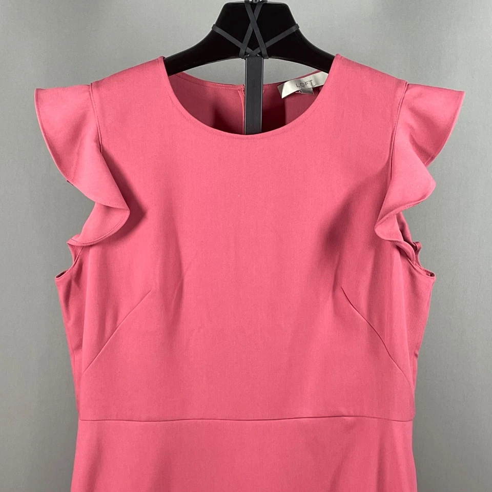 NUEVO Vestido Ann Taylor Loft Para Mujer 14 Rosa Ajuste Acampanado Funda Colorido Clásico Foto 2 de 4