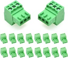 20 PCS 3 Pin 2.54mm Pitch Screw Terminal Block Connector 26 18AWG Pluggable