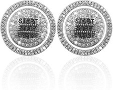 Car Engine Start Ring Sticker, Sparkling Rhinestone Push Sta Color: 2pcs White
