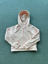 Anrabess Pink Oversized 1/4 Zip Hoodie Womens Medium Tunic Pullover Scuba