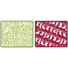 *Sizzix Textured Impressions Embossing Folders Christmas Stockings Set 2  656976
