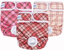 Pet Soft Female Dog Diapers 3-Pck Washable Reusable Dog Period Panties,Stripe, S