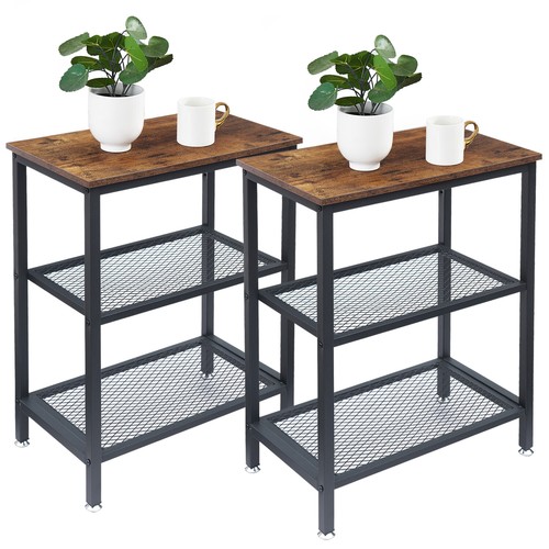 VECELO 30" H Mesita de Noche Mesa Auxiliar con Estante de Almacenamiento de 3 Niveles para Dormitorio - Imagen 6 de 30