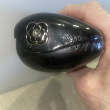 CHANEL HARD CASE for SUNGLASSES BLACK PATENT LEATHER CAMELLIA LOGO IN BOX