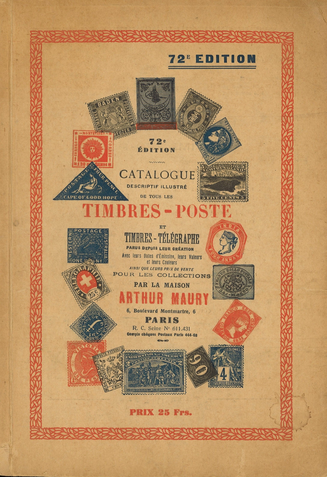 Arthur MAURY: Catálogo... de sellos postales (72. Edición 1936)