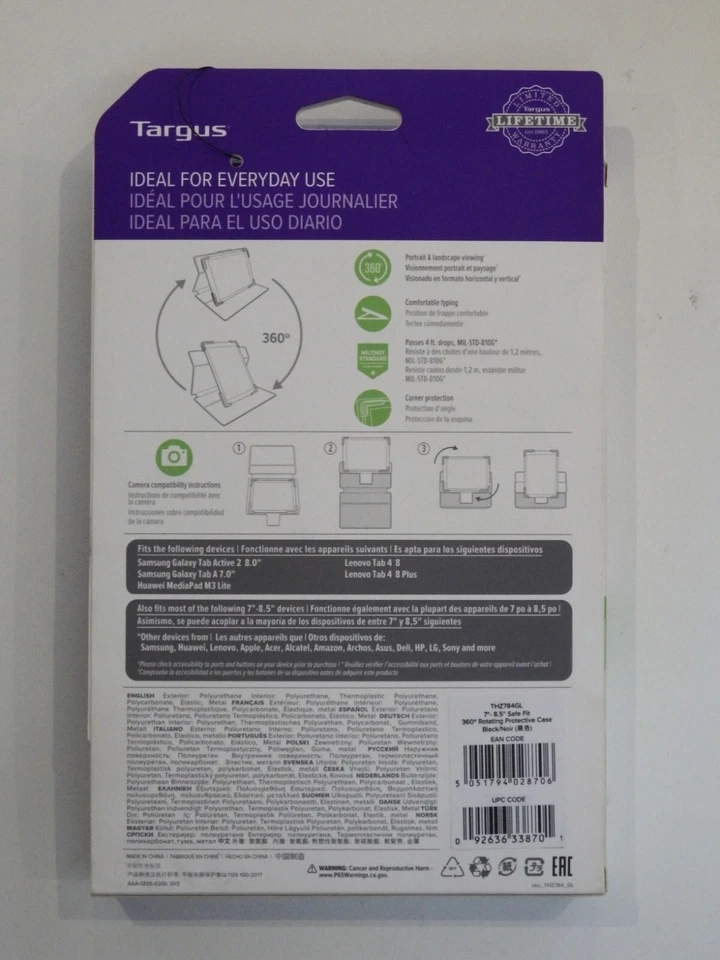 Targus Universal Safe Fit 360° Tablet Case (Fits Any 7-8.5 inch Tablet) - Black - Image 2 of 4