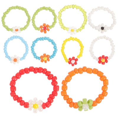  10 Pcs Farbenfroher Gewebter Blumenring Moderinge Für Damen Fingernagel Kind